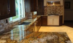 Deep Brown Granite Slab Kitchen