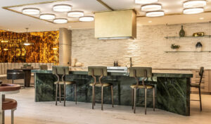 commercial granite fabrication Broadstone-Vega-redmond-green granite island